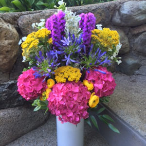 A colorful floral arrangement by Wellesley, MA area Helen Stock Floral Designs